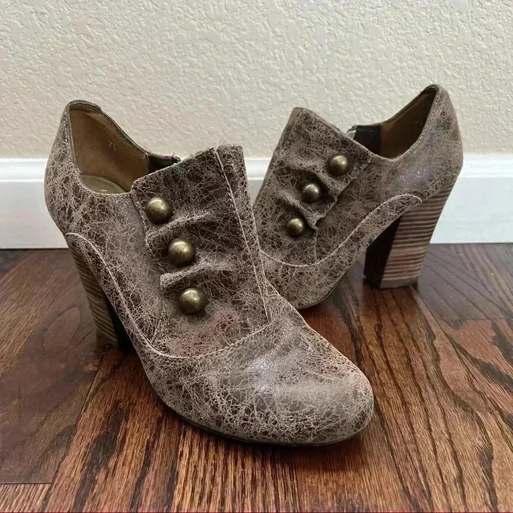 Seychelles Los Angeles Ankle Bootie Boots Brown Leather Women Size 7.5 Side Zip - Picture 4 of 15